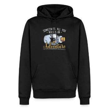 Alles, was Sie brauchen, ist ein Abenteuer Happy Columbus Day - Männer Premium Bio Hoodie - Schwarz - Vorne - Nico (187cm)