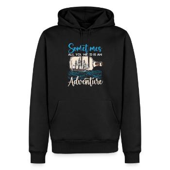 Alles, was Sie brauchen, ist ein Abenteuer Happy Columbus Day - Männer Premium Bio Hoodie - Schwarz - Vorne - Nico (187cm)
