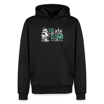 Seine Ankunft columb us Christoph Kolumbus Tag - Männer Premium Bio Hoodie - Schwarz - Vorne - Nico (187cm)