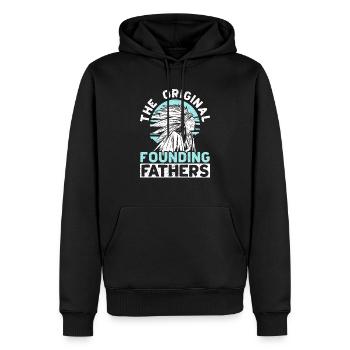 Die Ureinwohner der ursprünglichen Gründerväter - Männer Premium Bio Hoodie - Schwarz - Vorne - Nico (187cm)