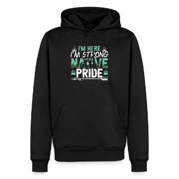 Ich bin hier Ich bin stark Native Pride Indigenous - Männer Premium Bio Hoodie - Schwarz - Vorne - Nico (187cm)