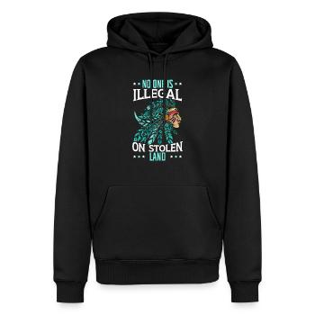 Personne n’est illégal sur les terres volées indigènes - Sweat à capuche Premium bio Homme - noir - Devant - Nico (187cm)