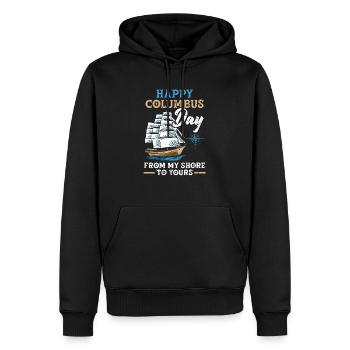 Bonne journée de Christophe Colomb de mon rivage au vôtre - Sweat à capuche Premium bio Homme - noir - Devant - Nico (187cm)
