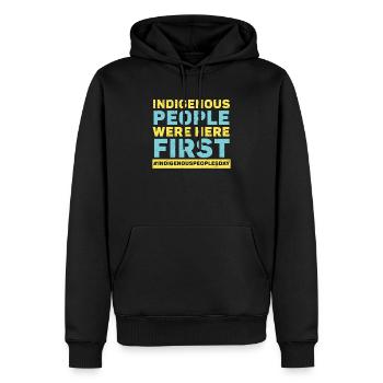 Ureinwohner waren hier die ersten amerikanischen Ureinwohner - Männer Premium Bio Hoodie - Schwarz - Vorne - Nico (187cm)