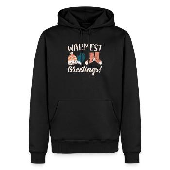 Salutations les plus chaleureuses Neige Climat neigeux Saison hivernale - Sweat à capuche Premium bio Homme - noir - Devant - Nico (187cm)