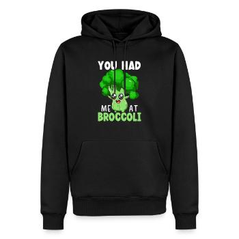 Vous m’avez eu au brocoli légume végétalien broccoholic - Sweat à capuche Premium bio Homme - noir - Devant - Nico (187cm)