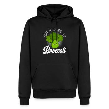 Vous m’avez eu au brocoli légume végétalien broccoholic - Sweat à capuche Premium bio Homme - noir - Devant - Nico (187cm)