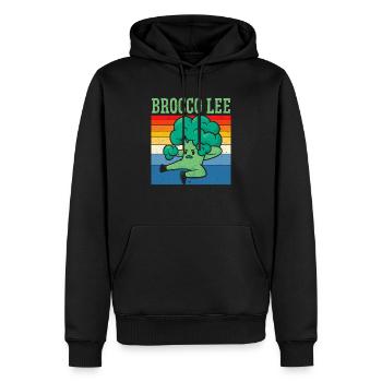 Brocco Lee Légume Végétarien Végétalien Brocoli - Sweat à capuche Premium bio Homme - noir - Devant - Nico (187cm)