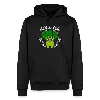 Broccoholic Légume Végétarien Végétalien Brocoli - Sweat à capuche Premium bio Homme - noir - Devant - Nico (187cm)