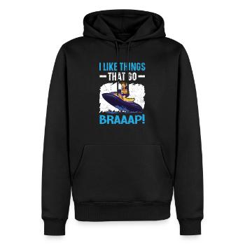 Ich mag Dinge, die Braaap Jetski Wasser gehen - Männer Premium Bio Hoodie - Schwarz - Vorne - Nico (187cm)