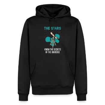 Die Sterne kennen die Geheimnisse des Universums - Männer Premium Bio Hoodie - Schwarz - Vorne - Nico (187cm)
