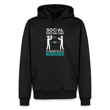 Social Distancing ist einfacher mit einer Posaune - Männer Premium Bio Hoodie - Schwarz - Vorne - Nico (187cm)