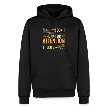 Je ne klaxonne pas pour attirer l’attention I Toot Trombone Player - Sweat à capuche Premium bio Homme - noir - Devant - Nico (187cm)