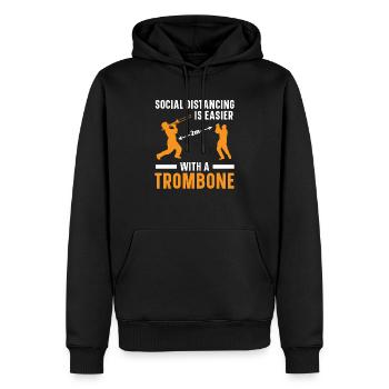 Social Distancing ist einfacher mit einer Posaune - Männer Premium Bio Hoodie - Schwarz - Vorne - Nico (187cm)