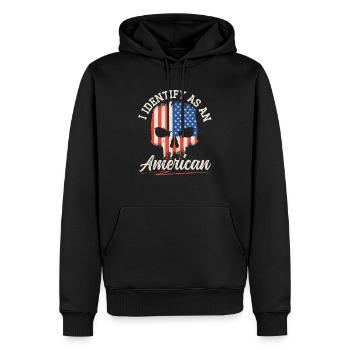 Ich identifiziere mich als ein amerikanischer USA-Verfassungstag - Männer Premium Bio Hoodie - Schwarz - Vorne - Nico (187cm)