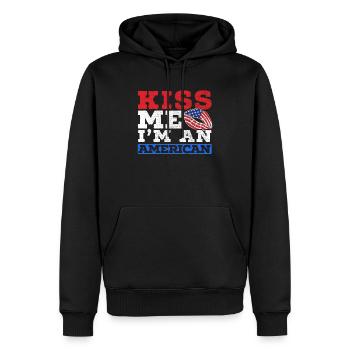 Kiss Me I'm An American USA Constitution Day - Men’s Premium Organic Hoodie - black - Front - Nico (187cm)