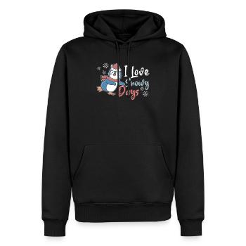 Ich liebe Schneetage Eiskalter Schneepinguin - Männer Premium Bio Hoodie - Schwarz - Vorne - Nico (187cm)