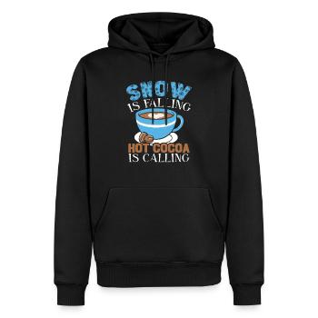 Snow Is Falling Hot Cocoa Is Calling Ice Cold - Men’s Premium Organic Hoodie - black - Front - Nico (187cm)