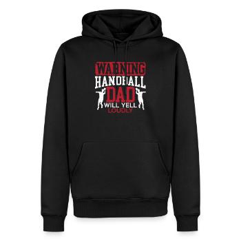 Handball Papa va crier fort Sports Fête des Pères - Sweat à capuche Premium bio Homme - noir - Devant - Nico (187cm)