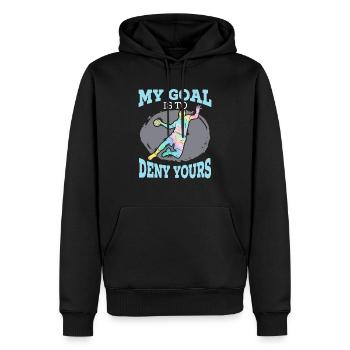Mein Ziel ist es, Ihren Handballspieler-Sport zu verweigern - Männer Premium Bio Hoodie - Schwarz - Vorne - Nico (187cm)