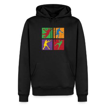 Retro Handballspieler Handballer Sport Torwart - Männer Premium Bio Hoodie - Schwarz - Vorne - Nico (187cm)