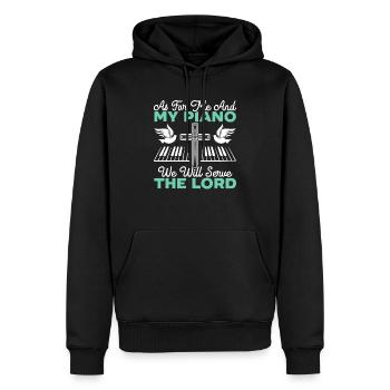Quant à moi et à mon piano, nous servirons le Seigneur - Sweat à capuche Premium bio Homme - noir - Devant - Nico (187cm)