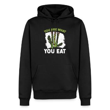 Du bist, was du isst Spargel Gemüse Vegan - Männer Premium Bio Hoodie - Schwarz - Vorne - Nico (187cm)
