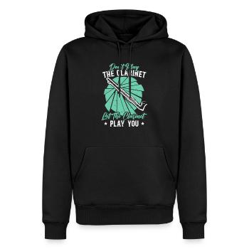 Ne jouez pas de la clarinette Laissez la clarinette vous jouer - Sweat à capuche Premium bio Homme - noir - Devant - Nico (187cm)