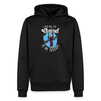 Jouer de la clarinette est ma thérapie Musicien - Sweat à capuche Premium bio Homme - noir - Devant - Nico (187cm)