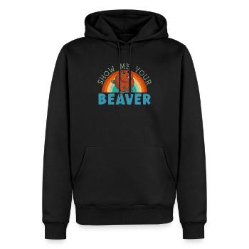 Zeig mir dein Bibertier Nagetier - Männer Premium Bio Hoodie - Schwarz - Vorne - Nico (187cm)