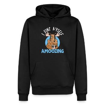 Ich ertappe mich dabei, wie ich Tier Alces Elch Elch heiße - Männer Premium Bio Hoodie - Schwarz - Vorne - Nico (187cm)