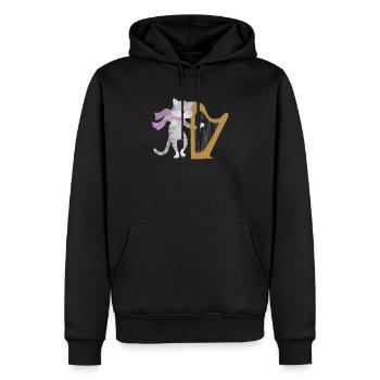 Harfe Katze Liebhaber Harfenist Musiker Musikinstrument - Männer Premium Bio Hoodie - Schwarz - Vorne - Nico (187cm)