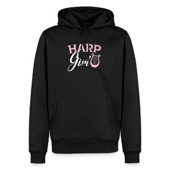 Harfe Mädchen Harfenistin Musiker Musikinstrument - Männer Premium Bio Hoodie - Schwarz - Vorne - Nico (187cm)
