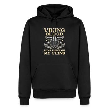 Wikingerblut fließt skandinavisch durch meine Adern - Männer Premium Bio Hoodie - Schwarz - Vorne - Nico (187cm)