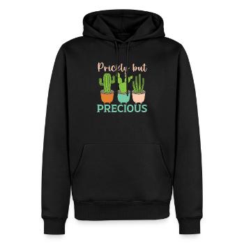 Plante succulente épineuse mais précieuse amoureuse des cactus - Sweat à capuche Premium bio Homme - noir - Devant - Nico (187cm)