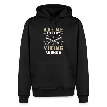 Axt mich über meine Wikinger-Agenda Svalhalla Norsemen - Männer Premium Bio Hoodie - Schwarz - Vorne - Nico (187cm)