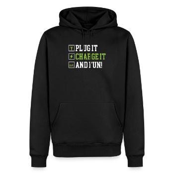 Plug It Charge It And Fun E-Bike Electric Bicycle - Men’s Premium Organic Hoodie - black - Front - Nico (187cm)