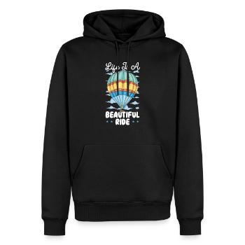 La vie est une belle balade en montgolfière - Sweat à capuche Premium bio Homme - noir - Devant - Nico (187cm)