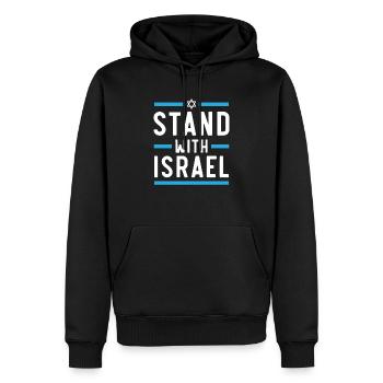Soutenez Israël Pays Juif Israélite - Sweat à capuche Premium bio Homme - noir - Devant - Nico (187cm)