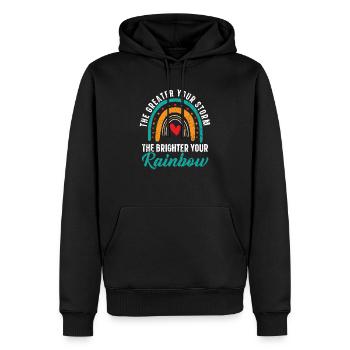 Plus votre tempête est grande, plus votre arc-en-ciel est brillant - Sweat à capuche Premium bio Homme - noir - Devant - Nico (187cm)
