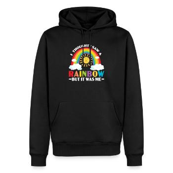 Ich dachte, ich hätte einen Regenbogen gesehen, aber ich war es - Männer Premium Bio Hoodie - Schwarz - Vorne - Nico (187cm)