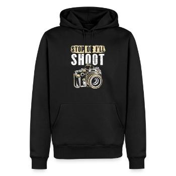 Arrêtez-vous ou je vais photographier un photographe de résolution d’image - Sweat à capuche Premium bio Homme - noir - Devant - Nico (187cm)