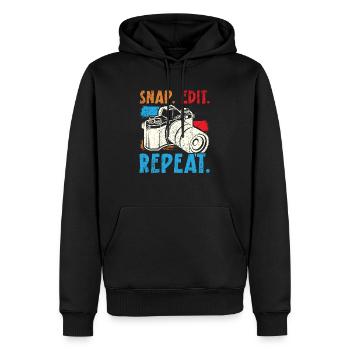Snap Edit Répéter l’image Image Photographe - Sweat à capuche Premium bio Homme - noir - Devant - Nico (187cm)