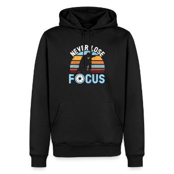 Ne perdez jamais la mise au point Photographe de résolution d’image - Sweat à capuche Premium bio Homme - noir - Devant - Nico (187cm)