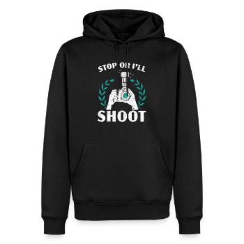 Arrêtez-vous ou je vais photographier un photographe de résolution d’image - Sweat à capuche Premium bio Homme - noir - Devant - Nico (187cm)