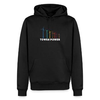 Tower Power Éolien Énergie Renouvelable Moulin à vent - Sweat à capuche Premium bio Homme - noir - Devant - Nico (187cm)
