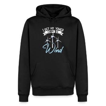 Je tire mon énergie de l’énergie renouvelable éolienne - Sweat à capuche Premium bio Homme - noir - Devant - Nico (187cm)