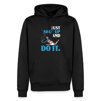 Einfach die Klappe halten und es tun Adrenalin-Bungee-Jumping - Männer Premium Bio Hoodie - Schwarz - Vorne - Nico (187cm)