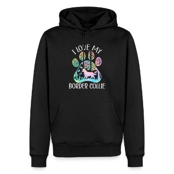 J’aime mon Border Collie Dog Lover Puppy Paw Love - Sweat à capuche Premium bio Homme - noir - Devant - Nico (187cm)