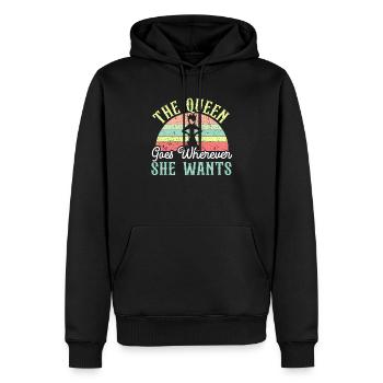 La reine va où elle veut joueur d’échecs - Sweat à capuche Premium bio Homme - noir - Devant - Nico (187cm)